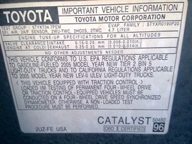 2005 TOYOTA 4RUNNER, GRAY, SR5, 4.7L, AT, 2WD,    Z25159